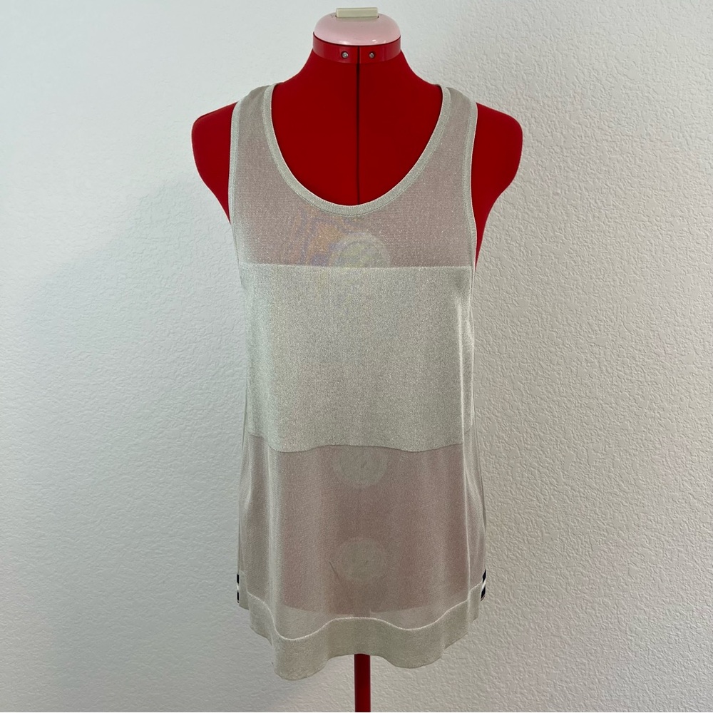 MRZ Silver/Gray Sheer Tank Top Sparkly Size Medium
